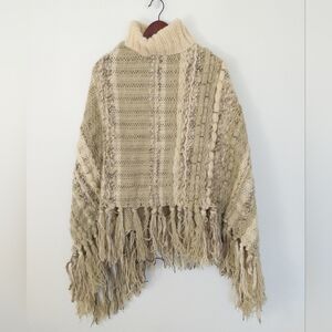 Vintage Ptarmigan Hand Woven Wool Poncho Made in Quebec Canada